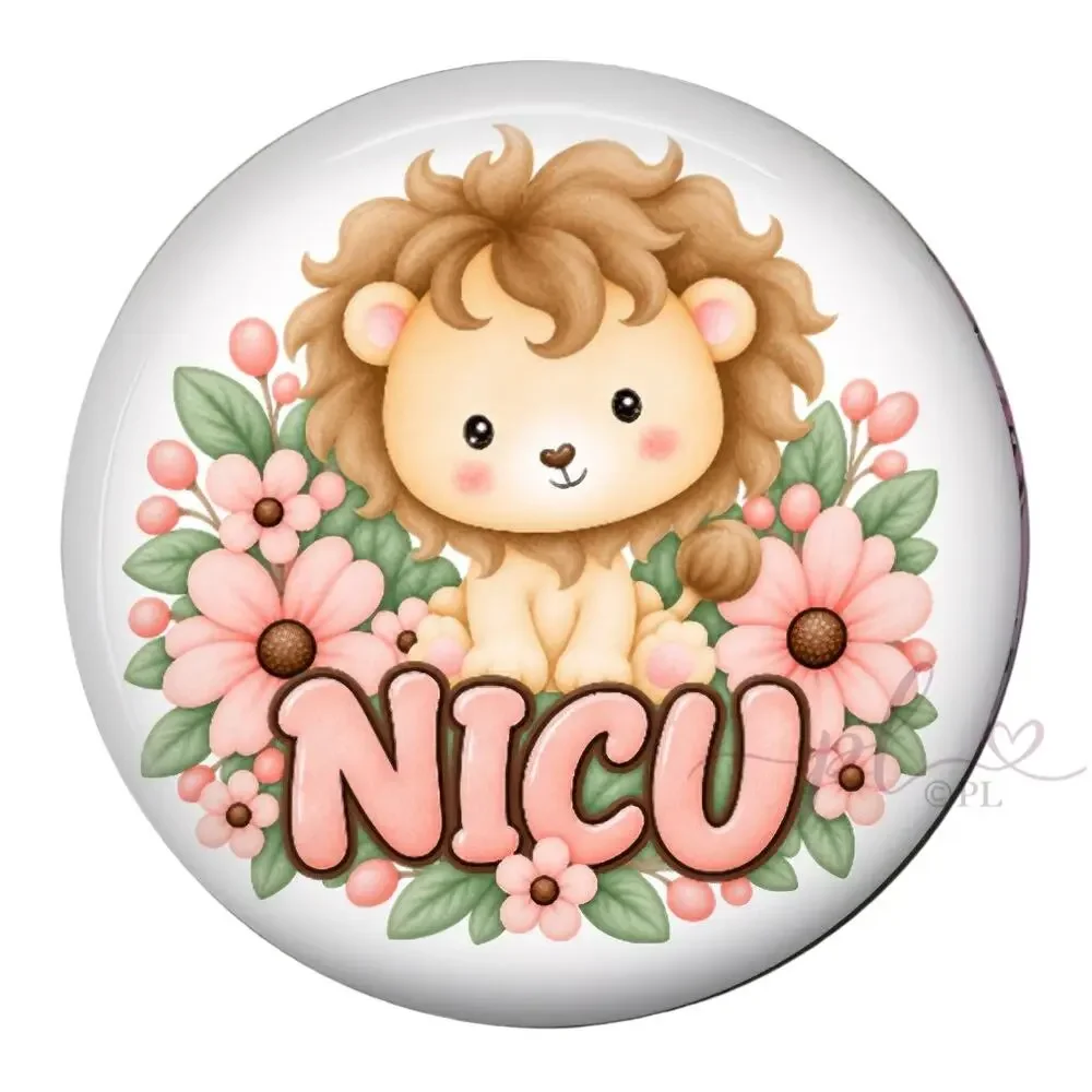 NICU Nurse Badge Reel Neonatal Intensive Care RN Cute Lion Floral ID Holder Gift